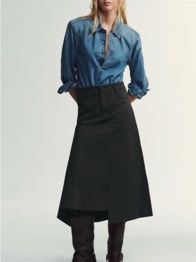 Zara Black High-Low A-Line Skirt
